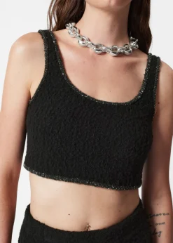Haut Bralette Laine Bouclée à Bordures Pailletées