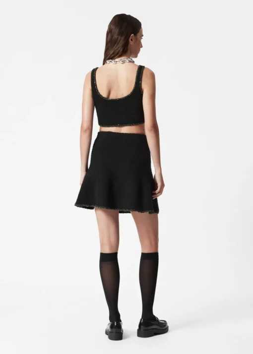 Haut Bralette Laine Bouclée à Bordures Pailletées