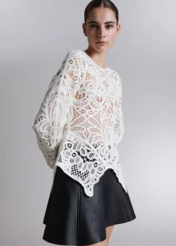 Haut En Dentelle Crochetée à Basque