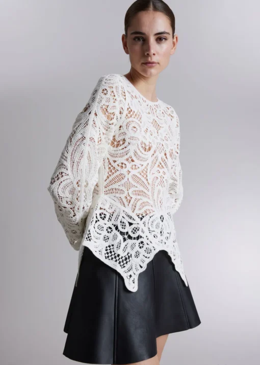 Haut En Dentelle Crochetée à Basque