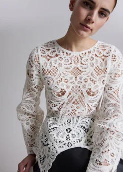 Haut En Dentelle Crochetée à Basque
