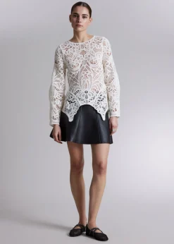 Haut En Dentelle Crochetée à Basque