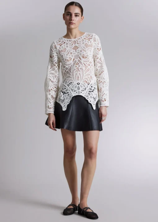 Haut En Dentelle Crochetée à Basque