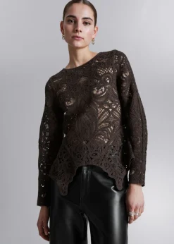 Haut En Dentelle Crochetée à Basque