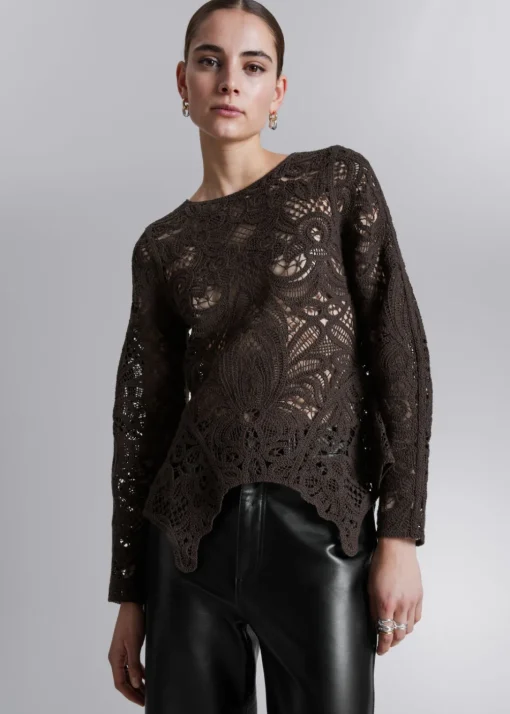 Haut En Dentelle Crochetée à Basque