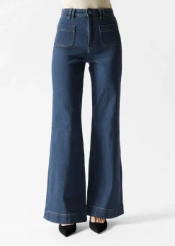 Jeans Bootcut à Poches Plaquées