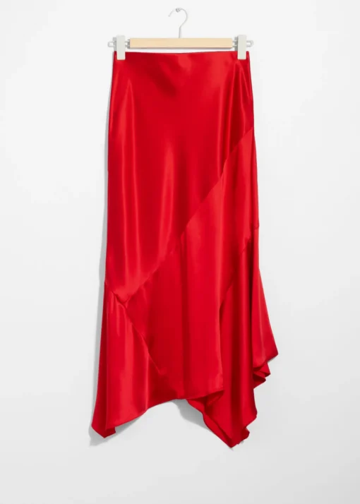 Jupe Midi Asymétrique En Satin