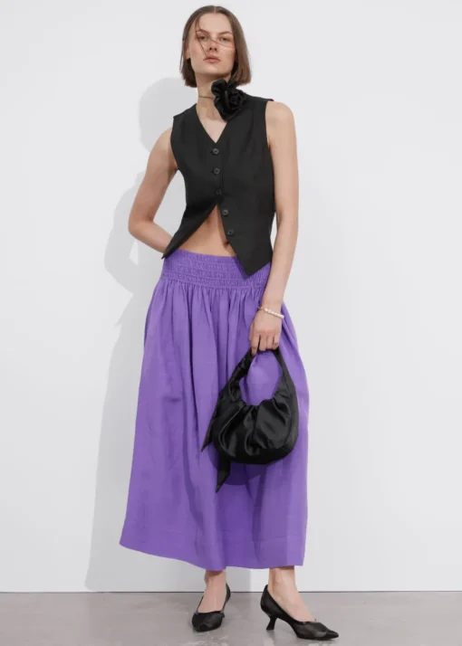 Jupe Midi Avec Taille à Smocks