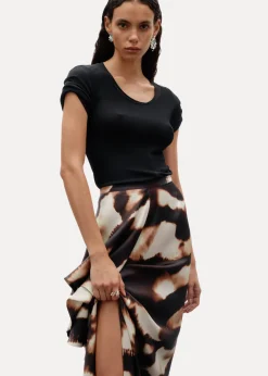 Jupe Midi Drapée En Satin