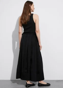 Jupe Midi Plissée à Cordon De Serrage