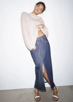 Jupe Midi 5 poches En Denim