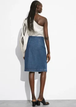 Jupe Portefeuille Midi En Denim