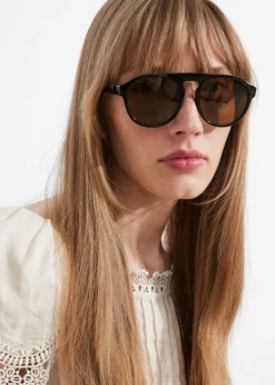 Lunettes De Soleil Arrondies De Style Aviateur