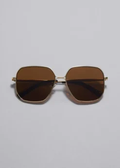 Lunettes De Soleil Oversize à Monture Métallique