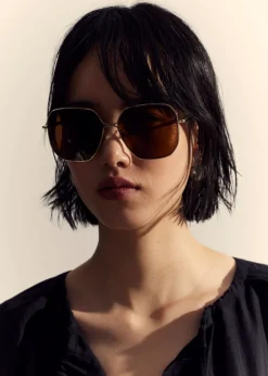 Lunettes De Soleil Oversize à Monture Métallique