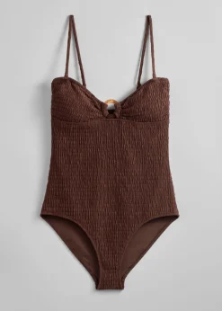 Maillot De Bain à Smocks Et à Encolure Bandeau