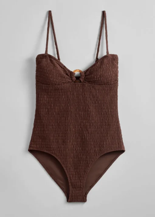 Maillot De Bain à Smocks Et à Encolure Bandeau