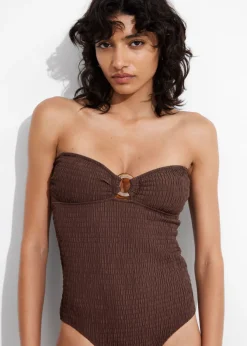 Maillot De Bain à Smocks Et à Encolure Bandeau