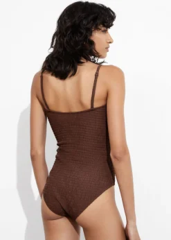 Maillot De Bain à Smocks Et à Encolure Bandeau