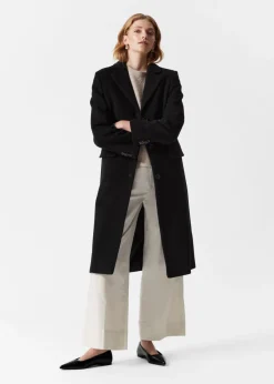 Manteau à Boutonnage Simple En Laine