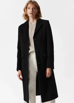 Manteau à Boutonnage Simple En Laine