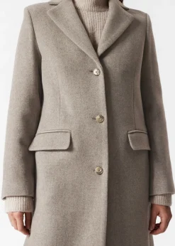 Manteau à Boutonnage Simple En Laine