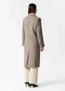 Manteau à Boutonnage Simple En Laine