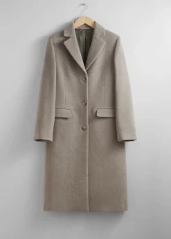 Manteau à Boutonnage Simple En Laine