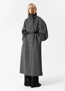 Manteau à Col Cheminée En Laine