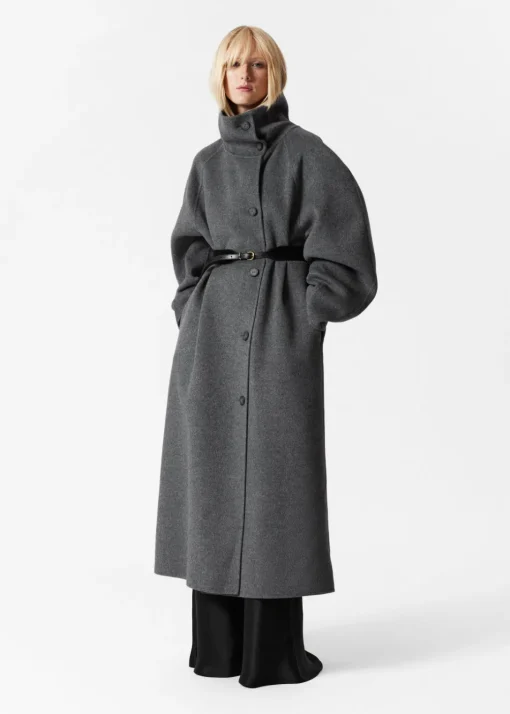 Manteau à Col Cheminée En Laine
