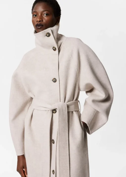 Manteau à Col Cheminée En Laine