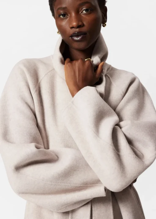 Manteau à Col Cheminée En Laine