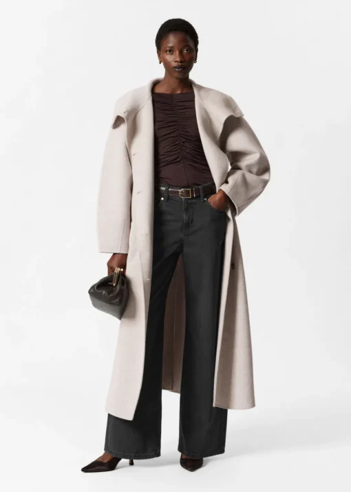 Manteau à Col Cheminée En Laine