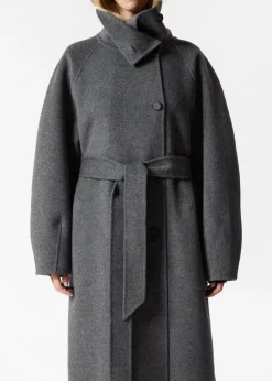 Manteau à Col Cheminée En Laine