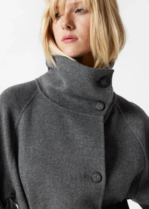 Manteau à Col Cheminée En Laine