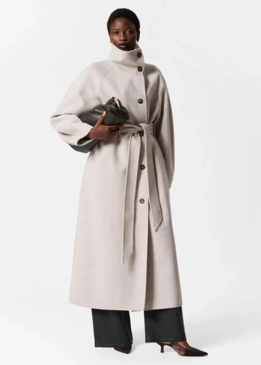 Manteau à Col Cheminée En Laine