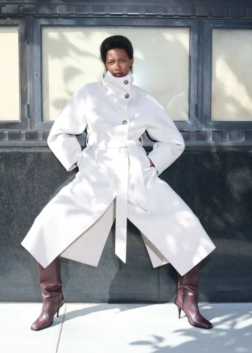 Manteau à Col Cheminée En Laine