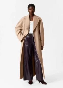 Manteau Ceinturé En Laine Mélangée