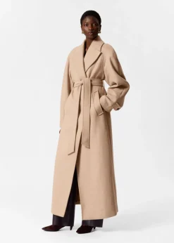 Manteau Ceinturé En Laine Mélangée