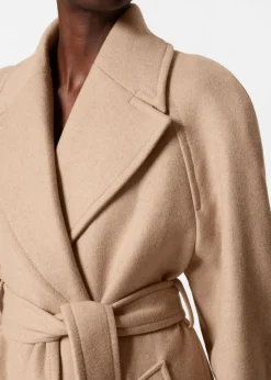 Manteau Ceinturé En Laine Mélangée