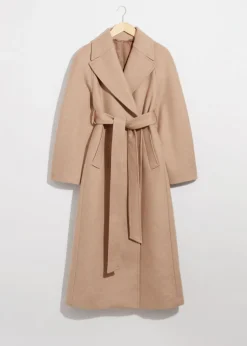Manteau Ceinturé En Laine Mélangée