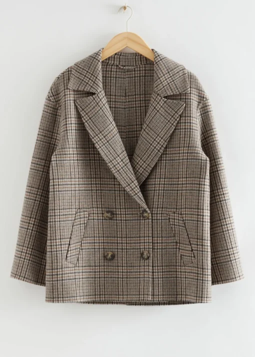 Manteau En Laine Croisé De Coupe Décontractée