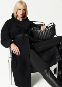 Manteau Volumineux En Laine Avec Ceinture