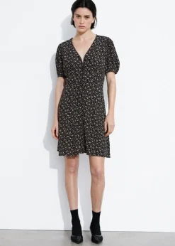 Mini Robe Imprimée à Fermeture Boutonnée