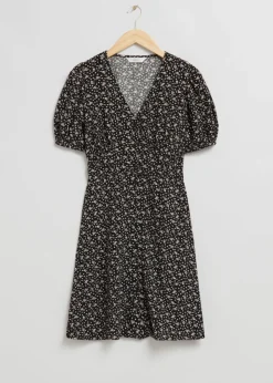 Mini Robe Imprimée à Fermeture Boutonnée