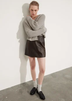 Mini-jupe à Taille Haute En Cuir