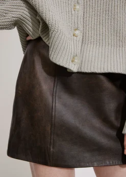 Mini-jupe à Taille Haute En Cuir