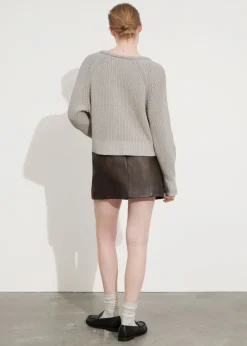 Mini-jupe à Taille Haute En Cuir