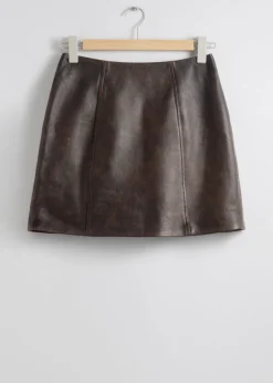 Mini-jupe à Taille Haute En Cuir
