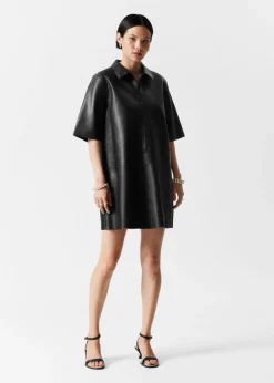 Mini-robe En Cuir Zippée